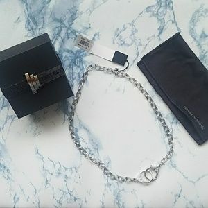 NWT Silver Hand Cuff Necklace Emporio Armani brand